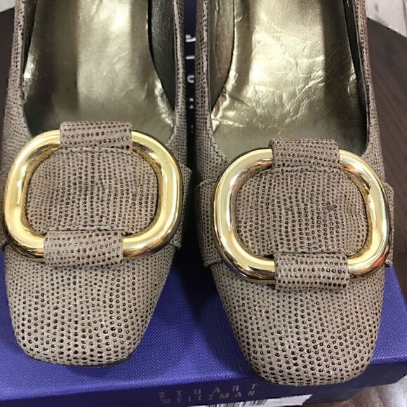 STUART WEITZMAN The Tube Haze Goose Bumps Nappa Leather Pumps like new size 10 - Picture 2 of 8